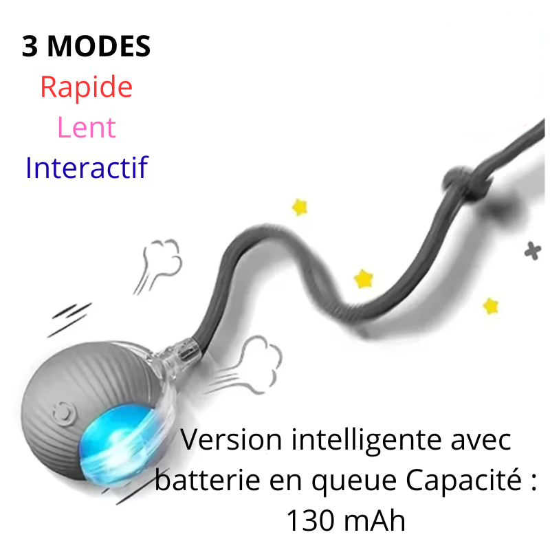 Balle Interactive Intelligente pour Chat et Chien – Évitement d'Obstacles, Rechargeable