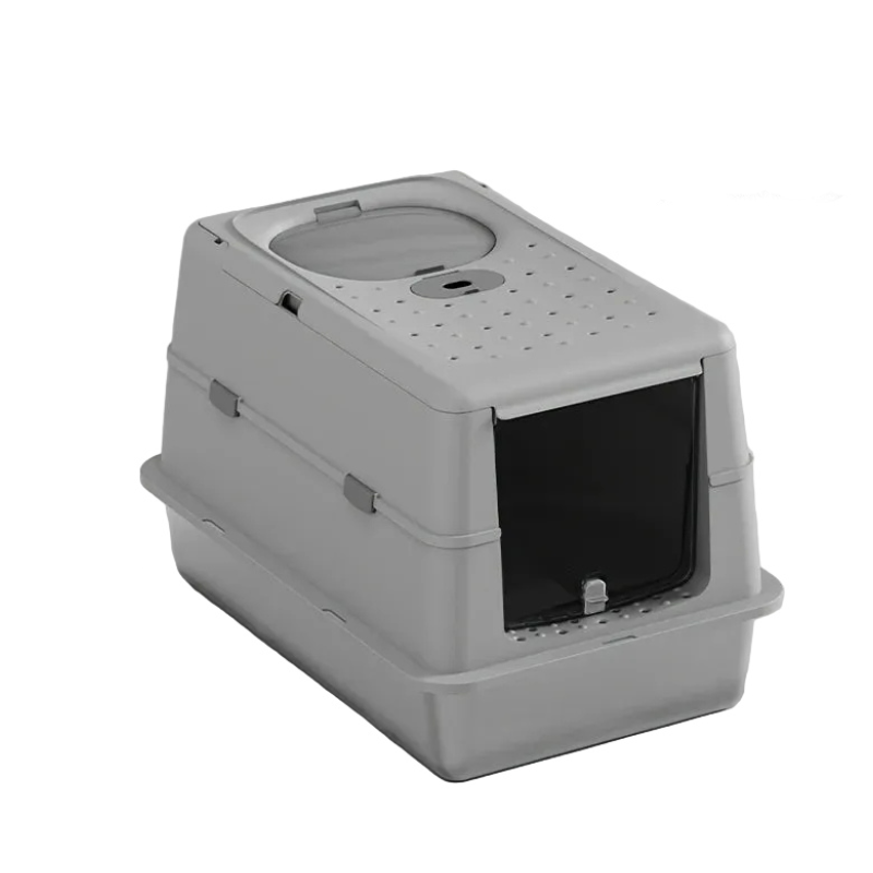 Maison de toilette chat en acier inoxydable - gris