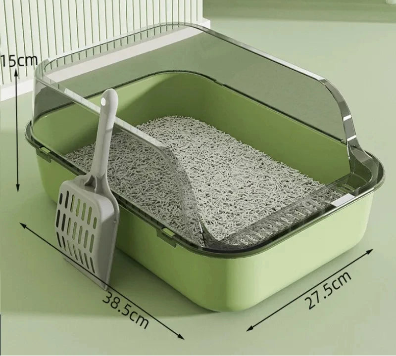 Bac à litière semi-ouvert vert - Entrée basse ergonomique