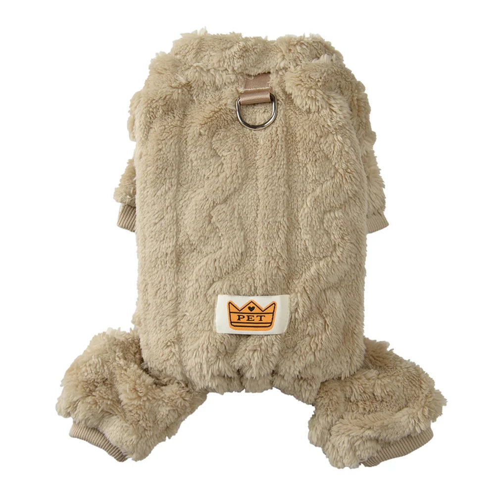 Combinaison d'Hiver douce et chaude polaire beige avec anneau pour laisse