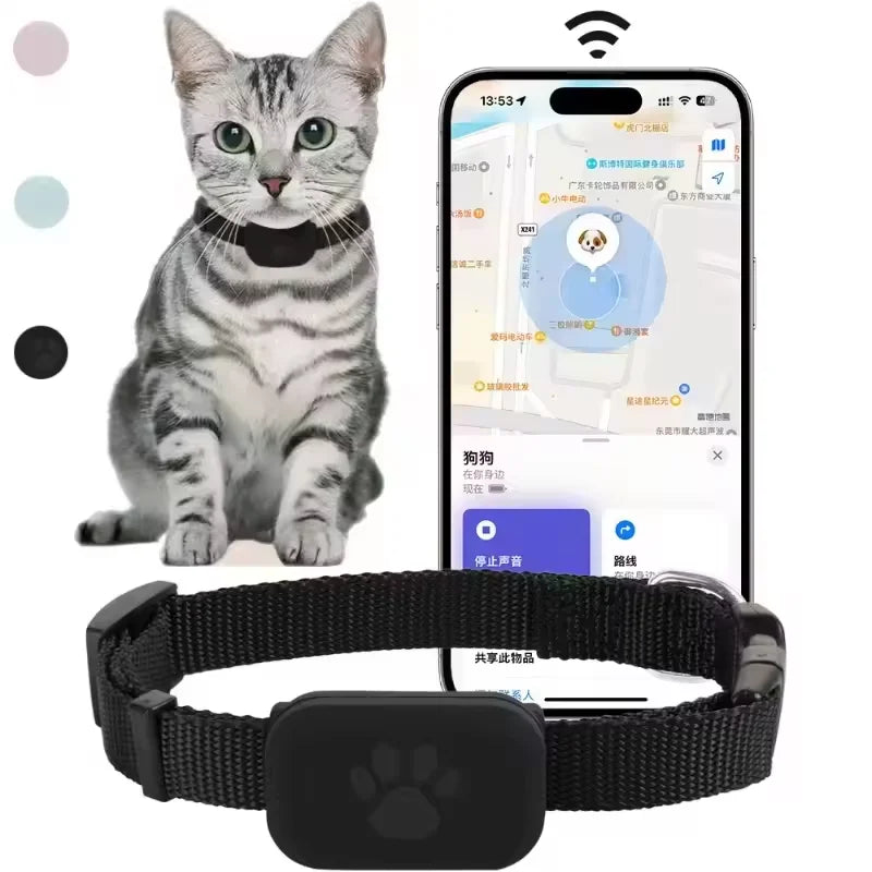 Tracker GPS chien chat collier ajustable anti-fugue suivi temps réel smartphone