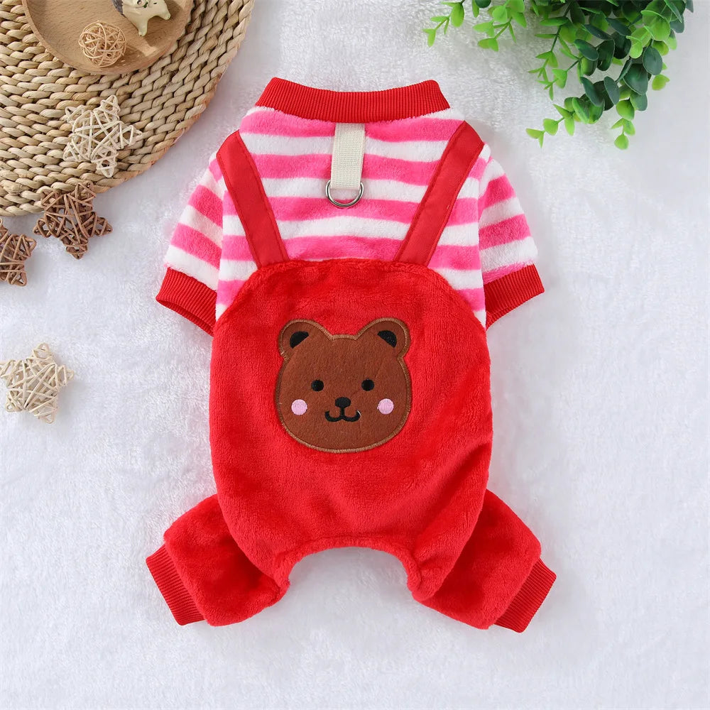 Combinaison Polaire pour Chien et Chat  rouge - Anneau