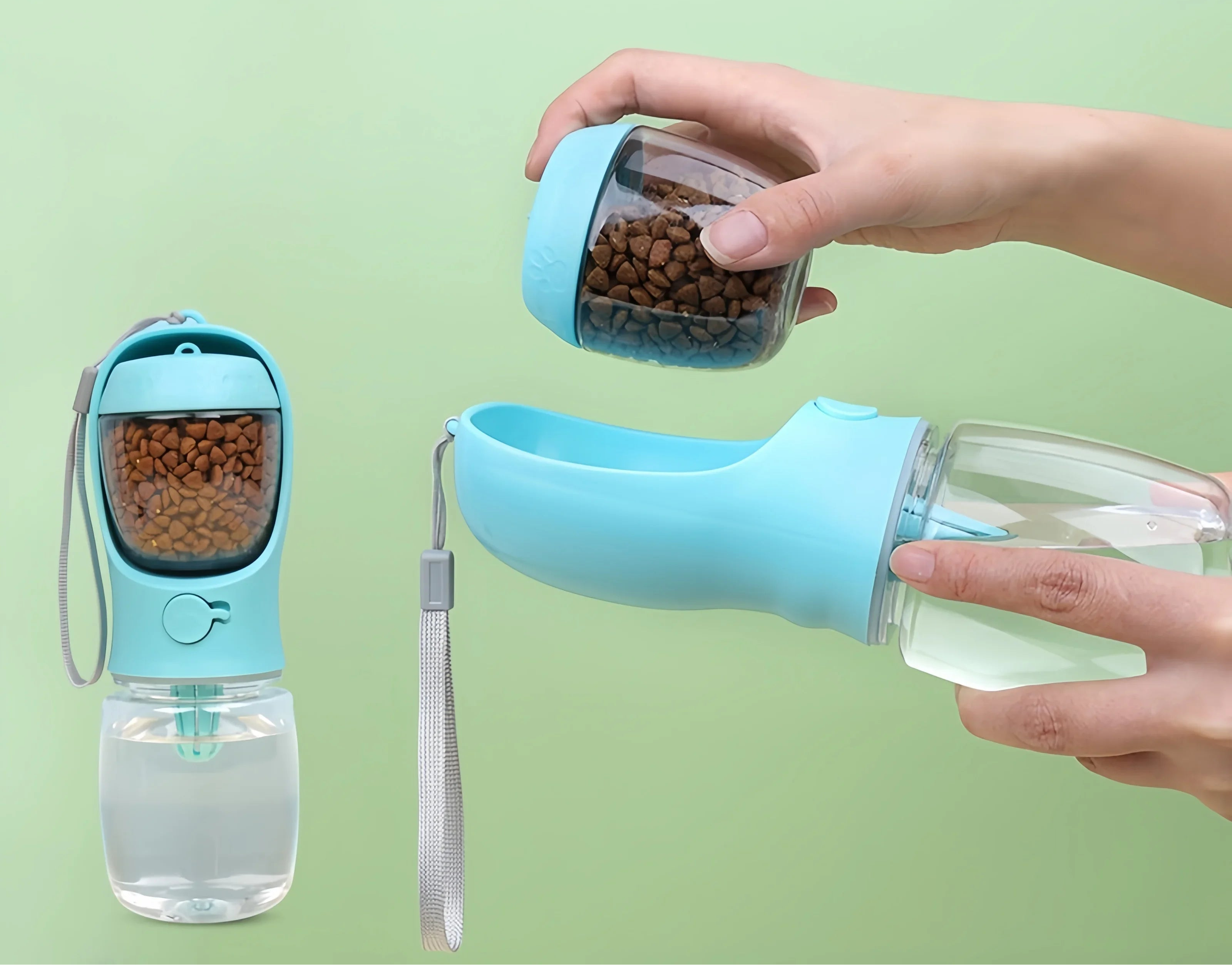 Gourde  portable avec compartiment nourriture et eau