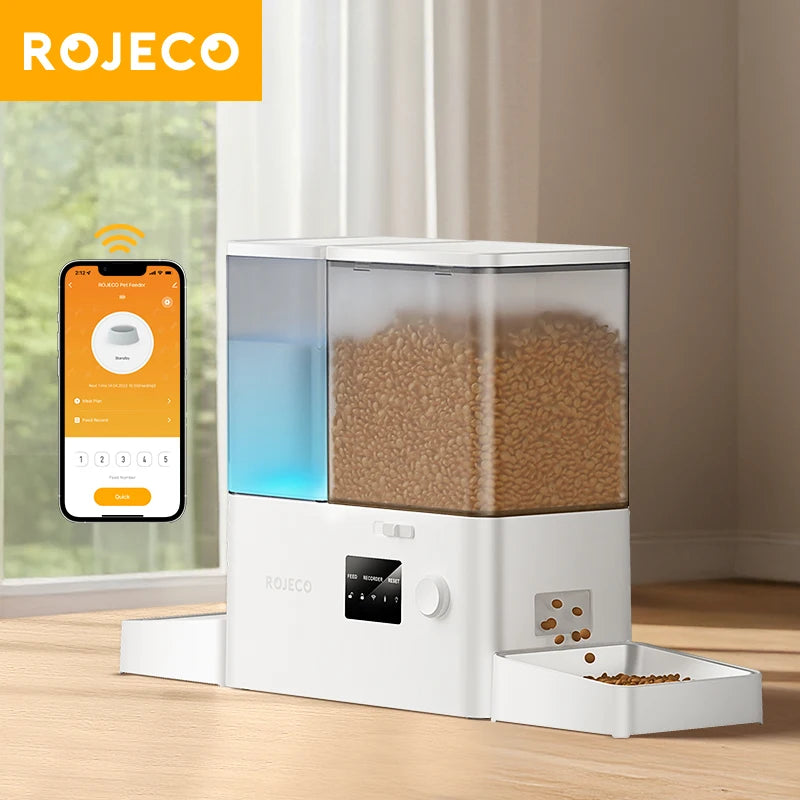 Distributeur automatique ROJECO 2-en-1 croquettes et fontaine à eau 8,5L