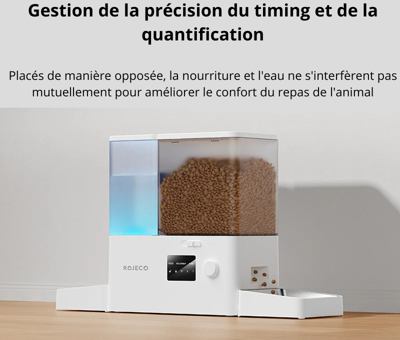 Distributeur ROJECO en fonctionnement – portion de croquettes réglable