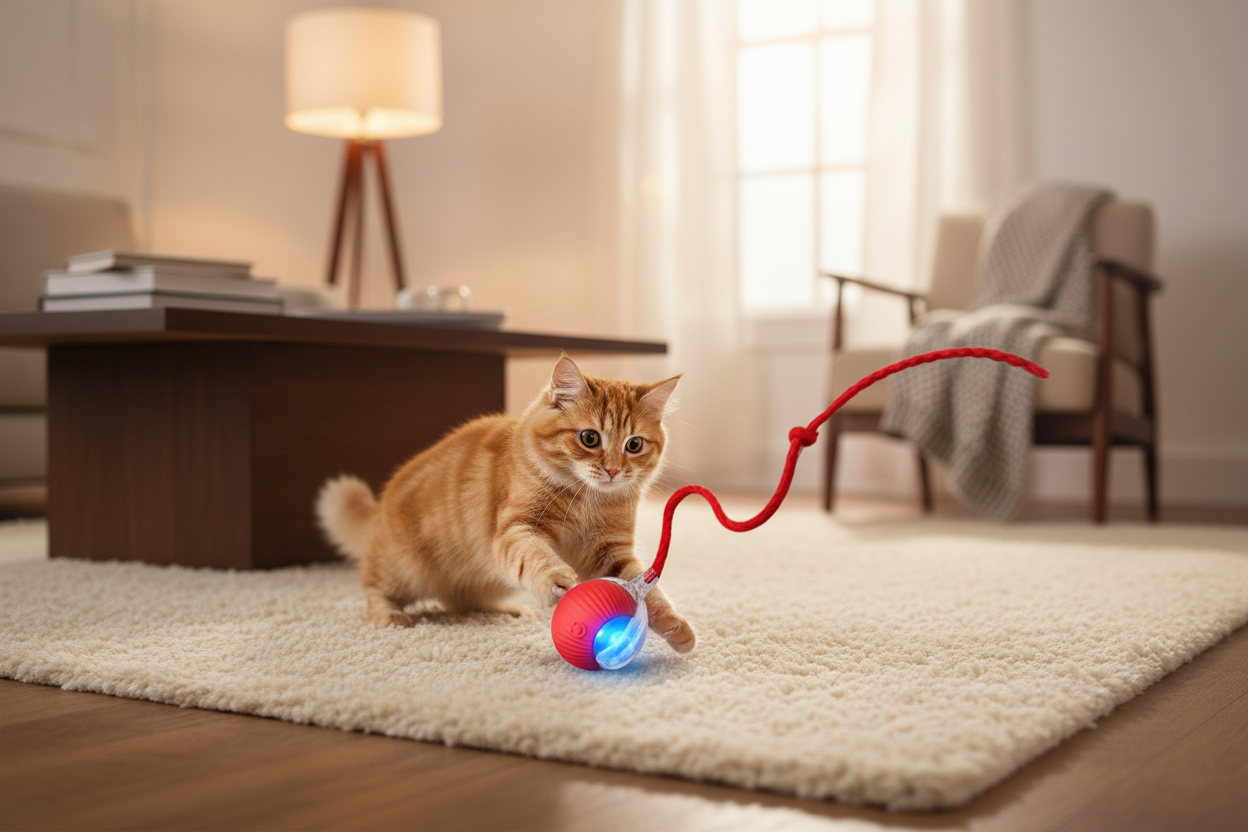 Balle Interactive Intelligente pour Chat et Chien – Évitement d'Obstacles, Rechargeable