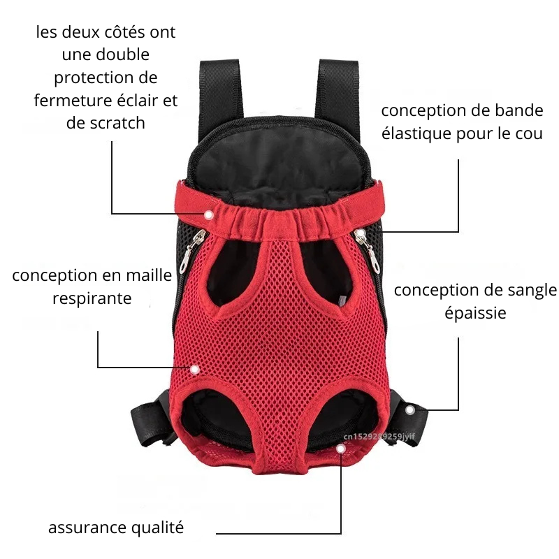 Sac transport avant mesh respirant petit chien chat mains libres détails