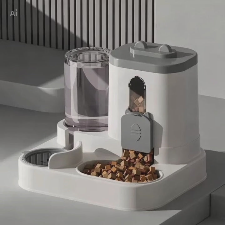 Distributeur Automatique Nourriture et Eau pour Chien et Chat - Système Gravité 2 en 1