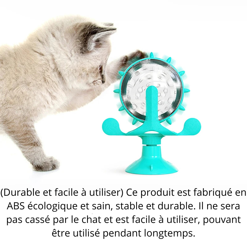 Jouet Interactif Multifonction pour Chat et Chien — Roue Rotative & Distributeur de Croquettes