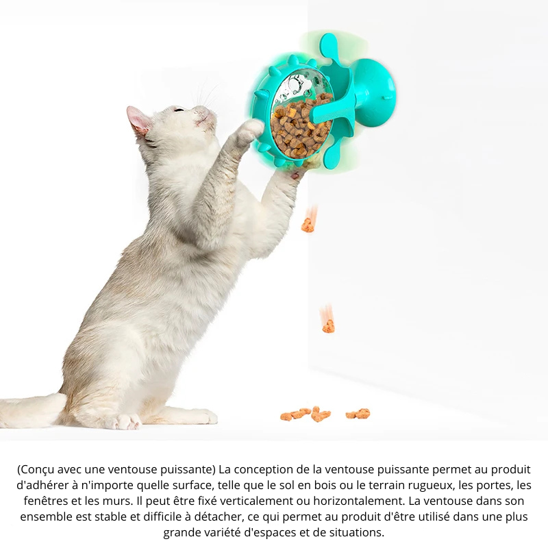 Jouet Interactif Multifonction pour Chat et Chien — Roue Rotative & Distributeur de Croquettes